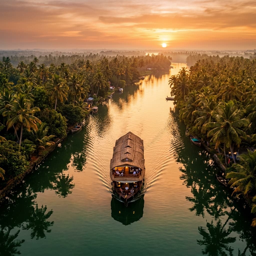 Kerala Houseboat Sunset